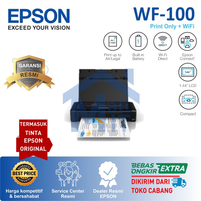 Printer Epson Wf-100 Epson Wf 100 Wf100 Portable Ringan Wifi Direct