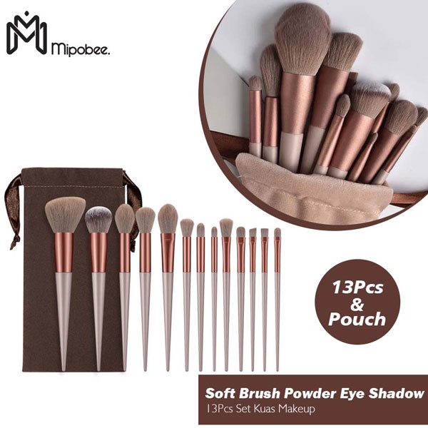 Mipobee 13Pcs Set Kuas Makeup Super Soft Brush Powder Eye Shadow