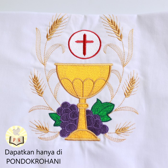 

Nemodorry Taplak Meja Altar Ibadat Katolik Putih Bordir Piala Anggur
