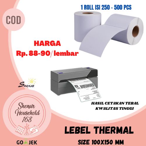 BISA COD , THERMAL LABEL STICKER KERTAS PRINT TERMAL ROLL LIPAT PERSEGI MURAH VIRAL PAPER  - SHENAR