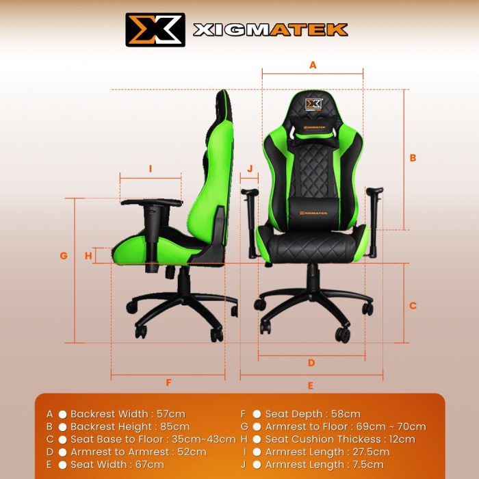 GAMING CHAIR / KURSI GAMING XIGMATEK HAIRPIN GREEN