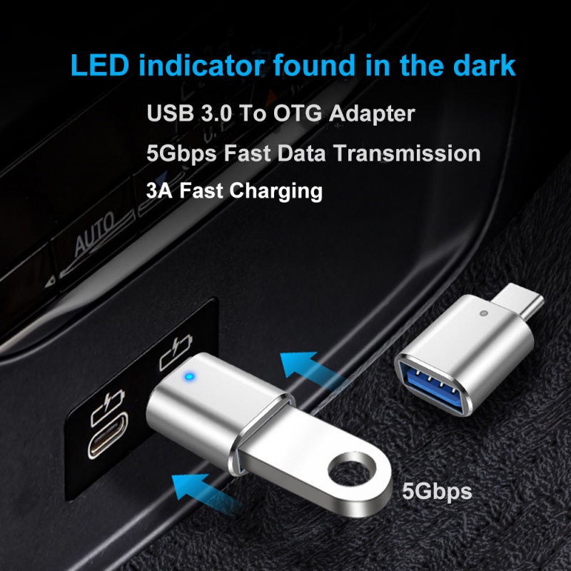 Indikator Lampu LED USB 3.0 Ke Tipe C Adapter OTG USB Type-C Konektor Untuk Laptop Smartphone Adapter