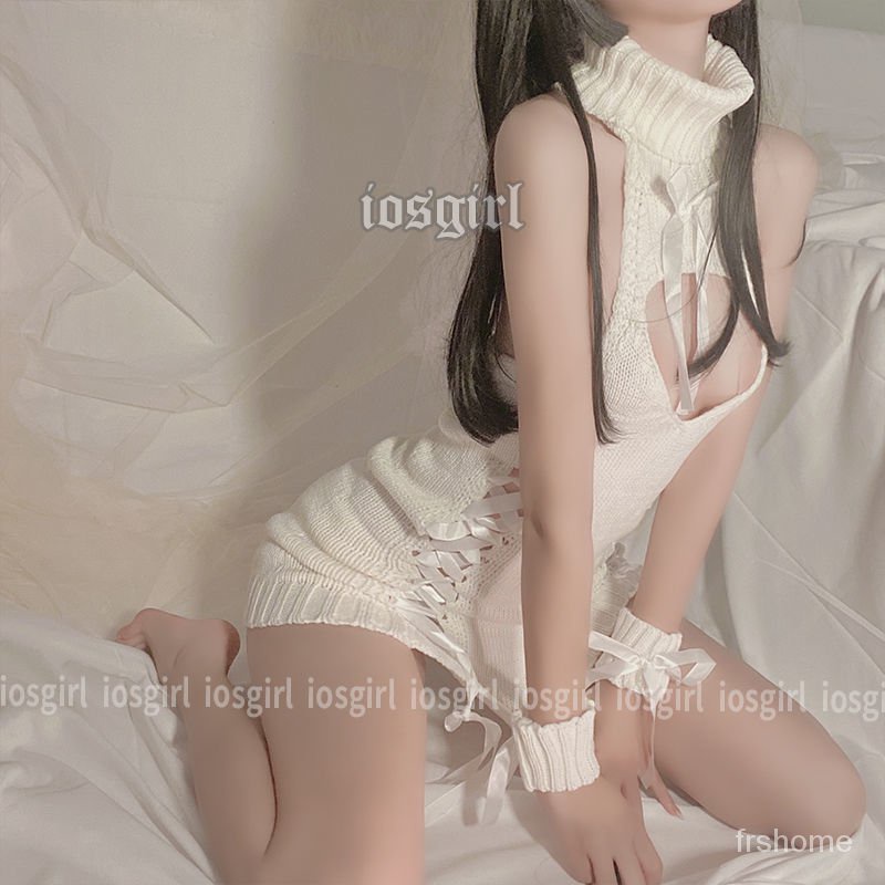 Pakaian dalam wanita berongga cinta Jepang bertali backless leher tinggi jumper dress set seragam