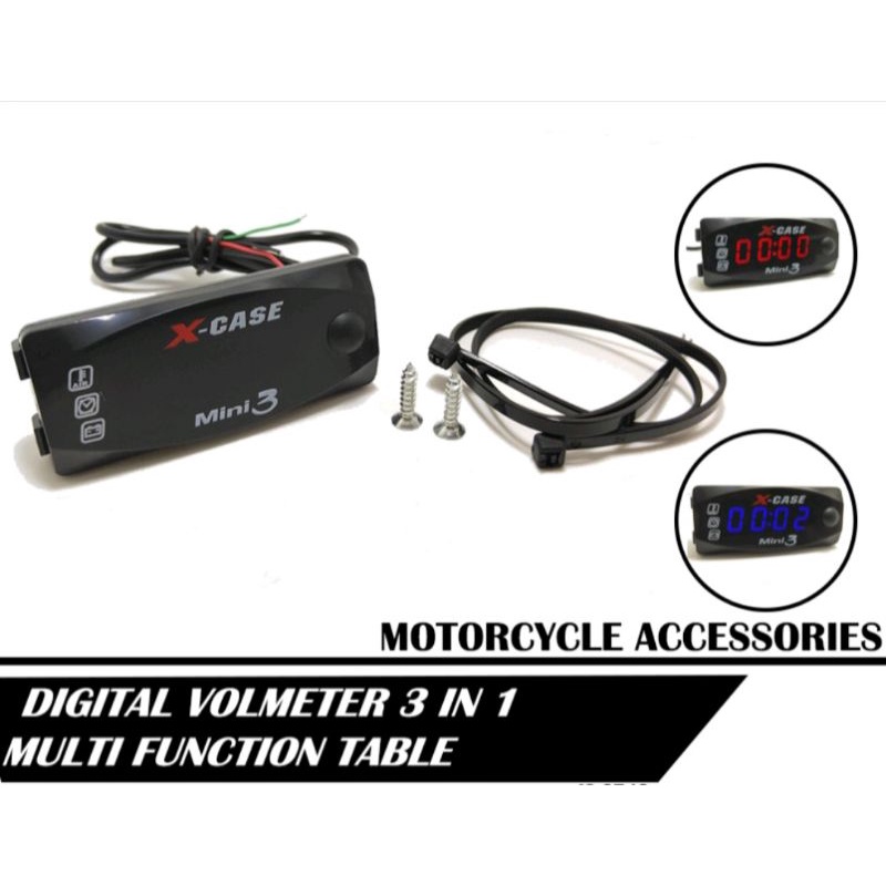 Voltmeter 3 in1 digital plus jam pengukur suhu 3 in 1 multifungsi