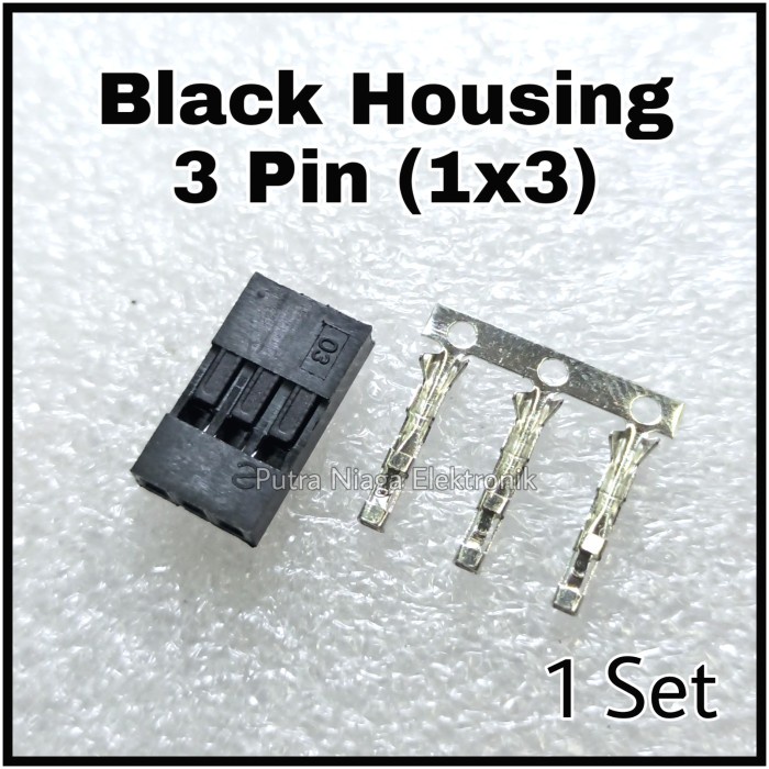 (1 Set) Black Housing 3p 2.54mm Konektor Hitam Dupont Female 1x3 3pin putr4n14 Berkualitas