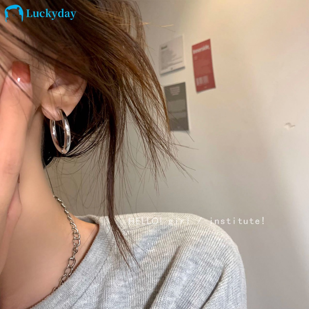 YEEZII Anting Perak Vintage Untuk Wanita Hypoallergenic Hoop Earring Perhiasan Y2K Aksesoris