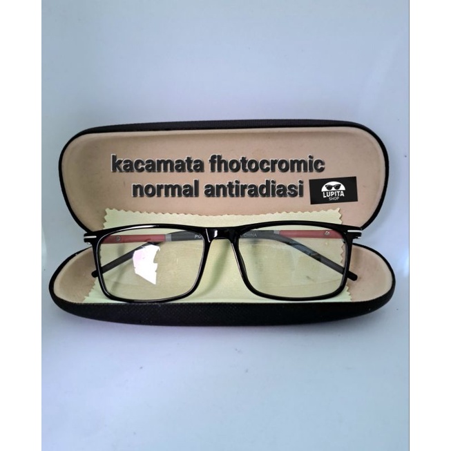 Fhotocromic normal frame slim antiradiasi/kacamata normal anti silau pria