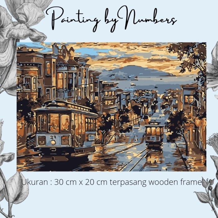 DIY PAINTING BY NUMBER 30X20 KERAJINAN TANGAN - SANFRANSISCO CABLE CAR