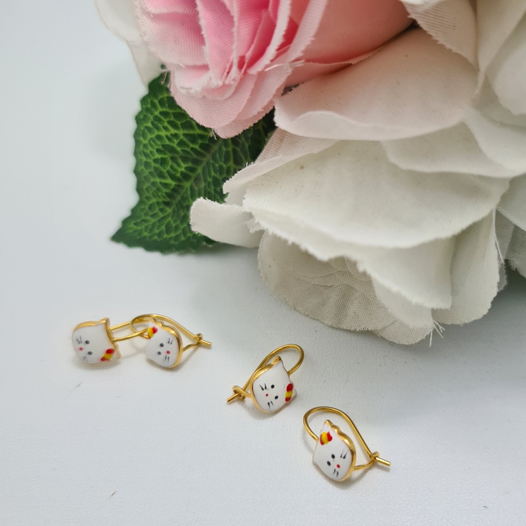 Anting Kait Anak Emas Muda Gambar Kepala Hello Kitty