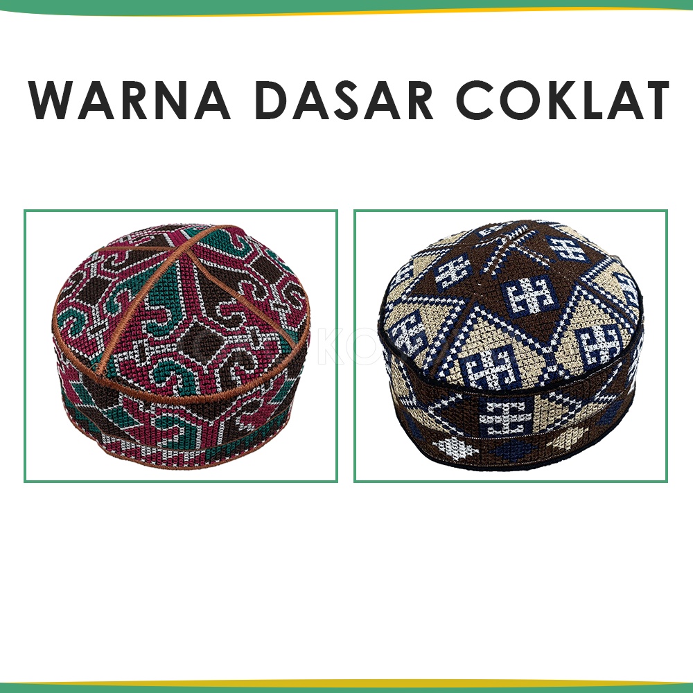 Peci PAKISTAN Motif Ovais Cap Bordir Kopiah Haji Sholat Santri Pria Dewasa Anak Laki Kopyah Bulat Solat Pesantren Hitam Putih Hijau Biru Maroon Coklat Kopeah Murah Ori Original Polos Model Songkok Malaysia Oman Assagofah Terompah Turki Mesir Madinah NU