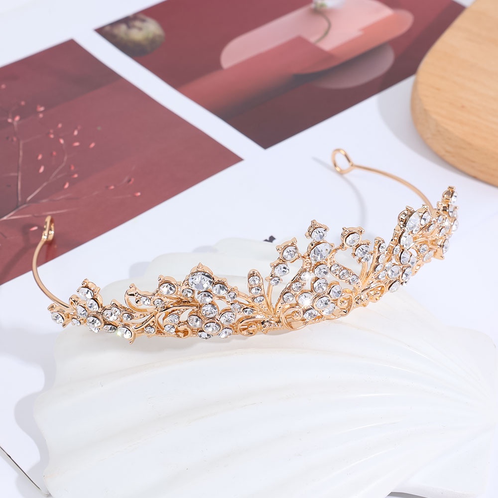 Bando Berlian Imitasi Mahkota Hairband Manis Wanita Gadis Pernikahan Pengantin Hiasan Kepala Wanita Hiasan Kepala Aksesoris Rambut INS Style Elegan Korea