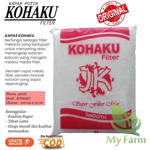 Saringan Filter Kohaku M 100 Cm X 30 Cm Atau Kapas Spon Warna Putih Yang Menjadi Penyaring Air Aquar