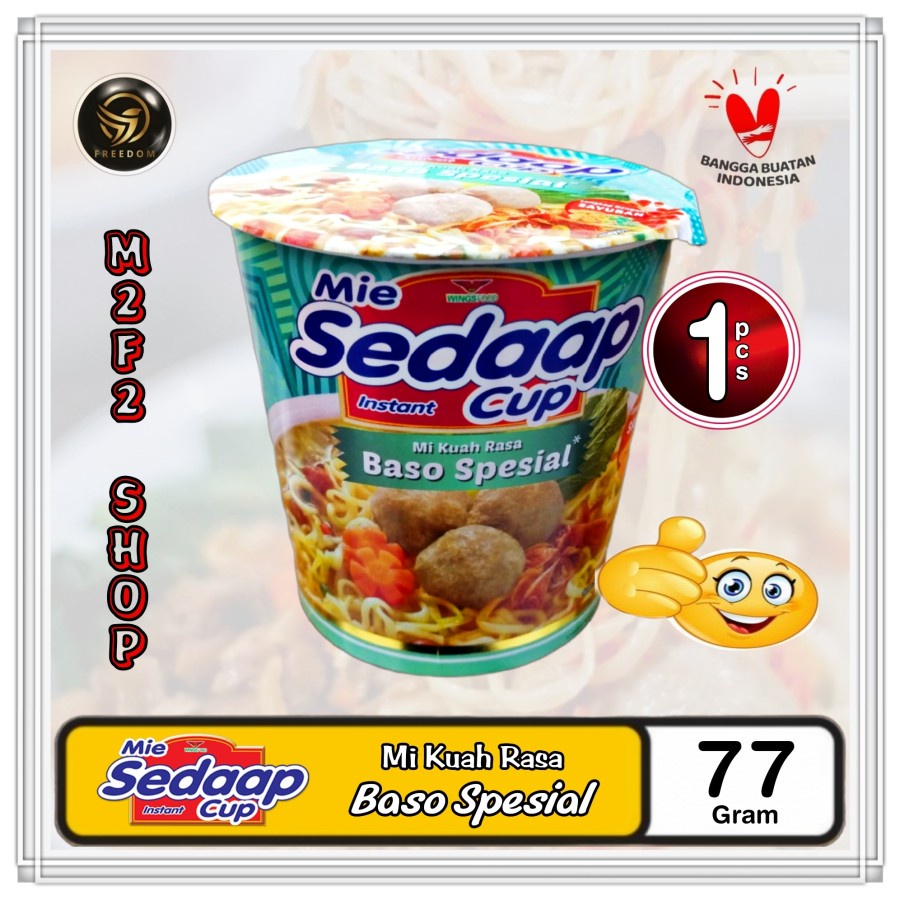 Jual Mie Sedaap Cup Instant Kuah Rasa Baso Spesial 77 Gr Kemasan