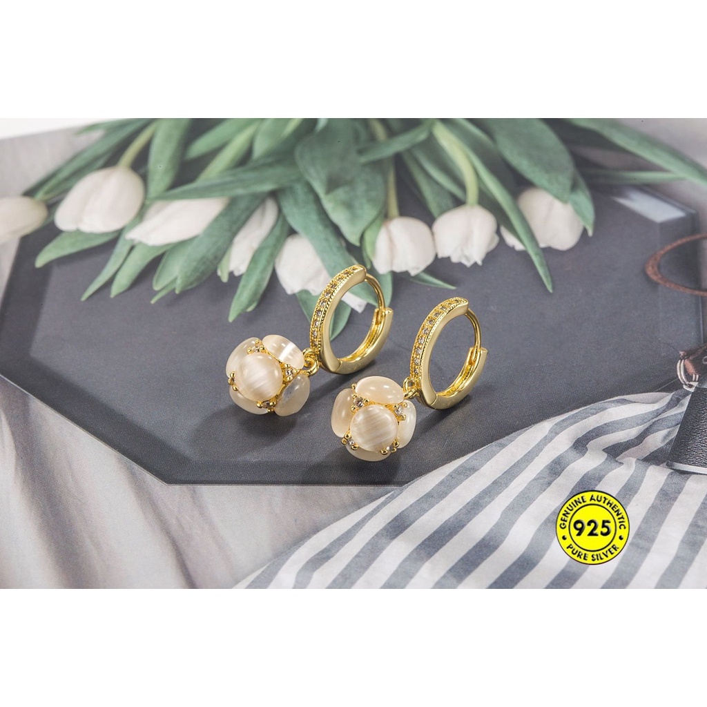 Anting Opal Bulat Bulat Anting Perempuan Musim Gugur Dan Dingin U1322