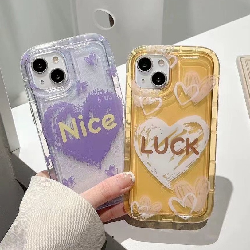 IPHONE Casing Love Phone Case Kompatibel Untuk Iphone14 13 12 11 Pro XS Max X XR Transparan Tpu7 8 6 6S Plus Shockproof Casing Cover