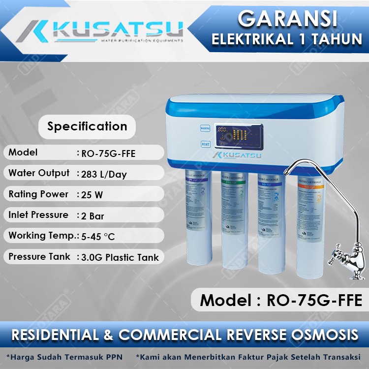 Kusatsu Reverse Osmosis RO-75G-FFE 283L 2Bar