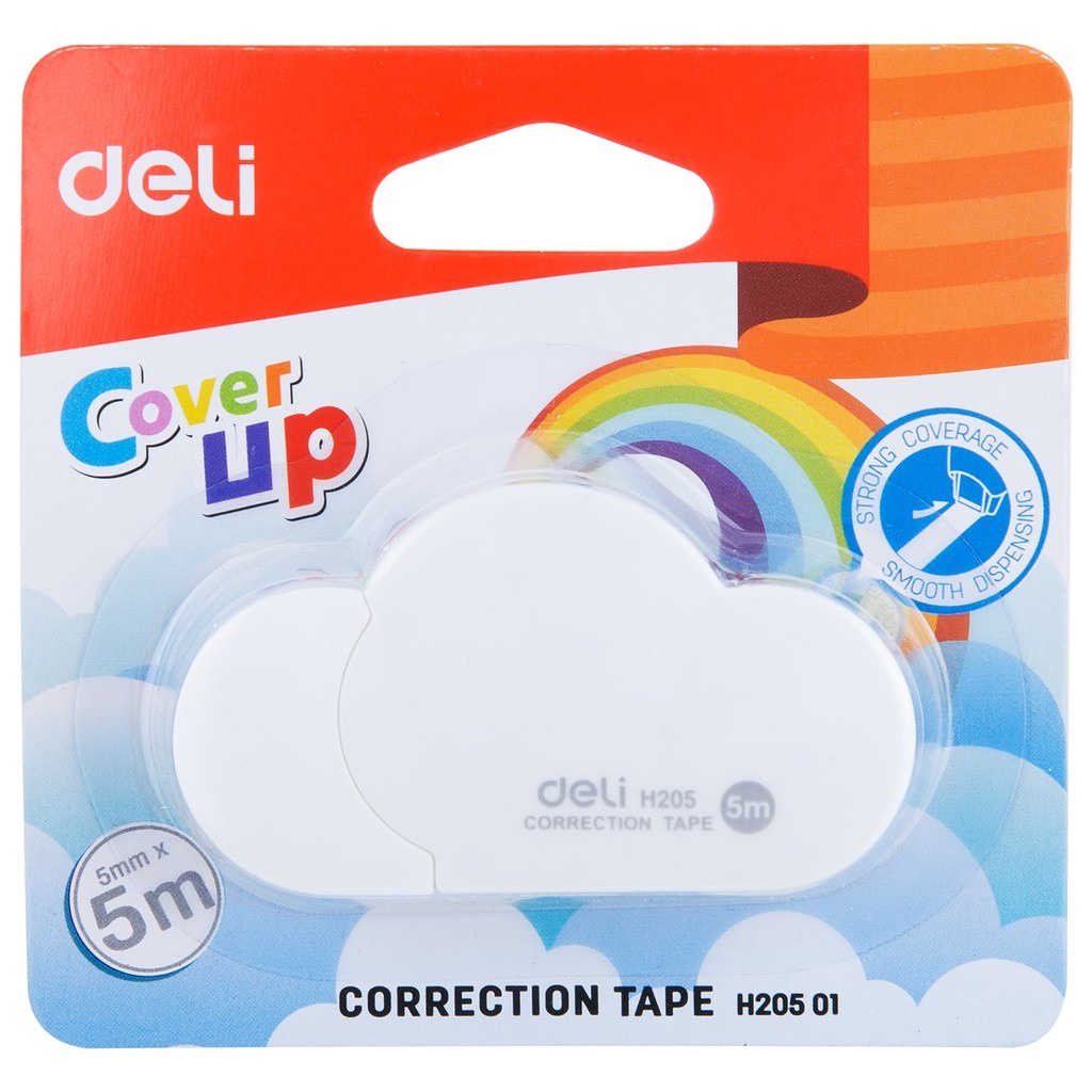 Correction Tape Awan * DELI * Koreksi Pita * Penutup yang sangat baik * Tip-ex