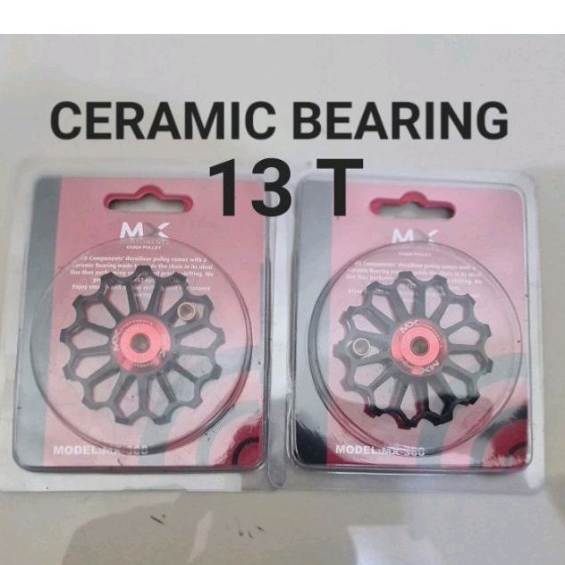 pulley 13T Ceramic Bearing Rd Merk MX Pully Puly Puley 13 T Cearamics Bearings Keramik Sepeda Balap Roadbike MTB Seli