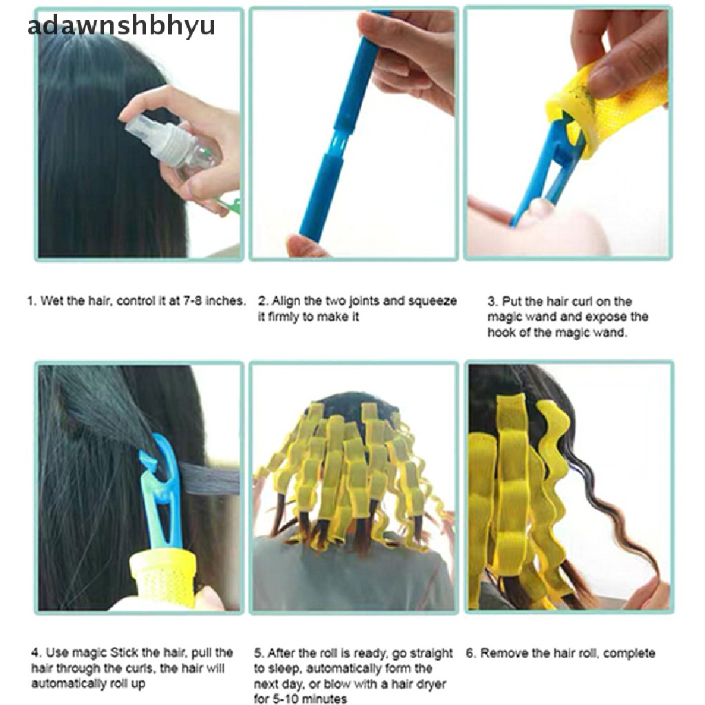 Adawnshbhyu 10pcs Gelombang Air Magic Curlers Formers Leverage Spiral Alat Penata Rambut 30 cm ID