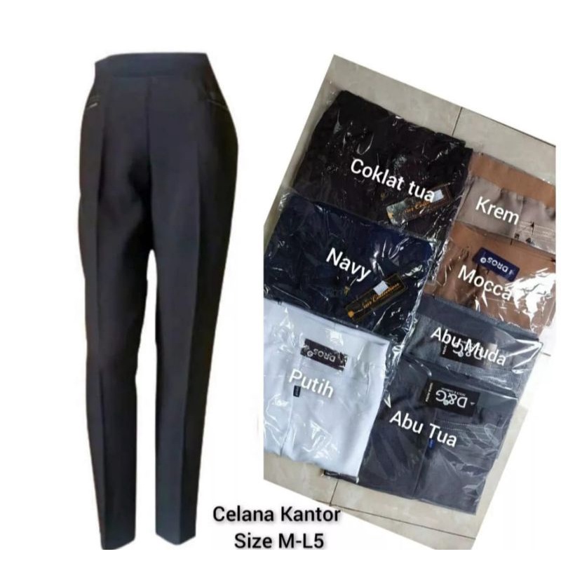Celana kantor wanita Jumbo 5L celana kain ban karet