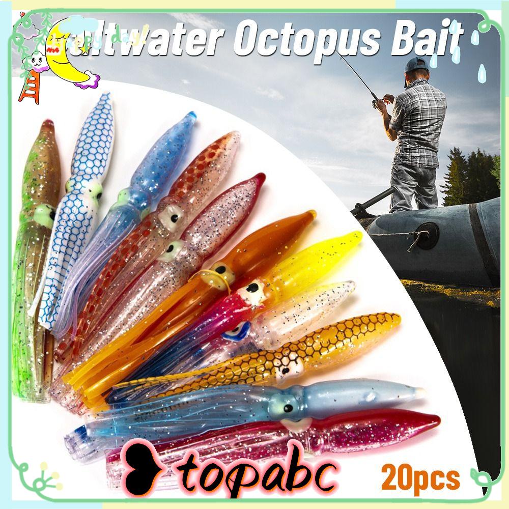 Top 20pcs Umpan Gurita Air Asin Tahan Lama Buatan 8cm 2.1g Renang Ekor Panjang