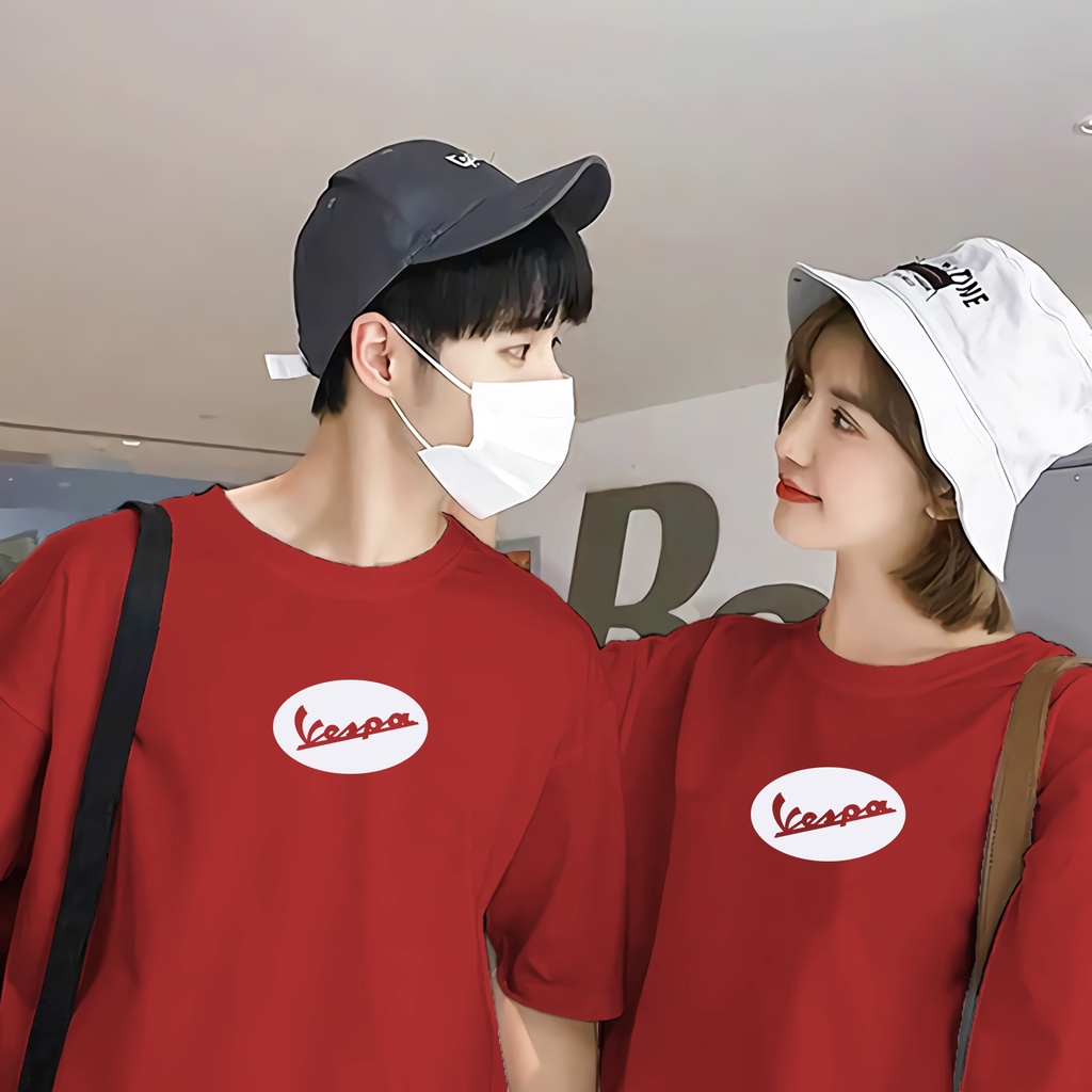 Baju Kaos Distro Couple Tulisan Vespa Cowok Cewek Katun Combed / Baju Kaos Pasangan Pria Wanita Dist