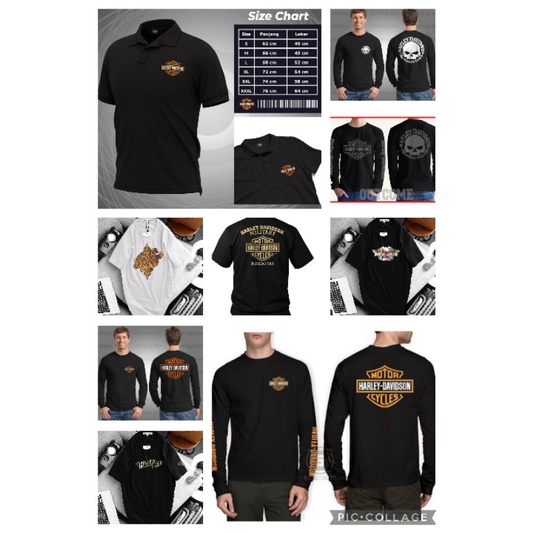 KAOS BAJU LENGAN PANJANG DISTRO BIKER HARLEY DAVIDSON COD COMBED 30S