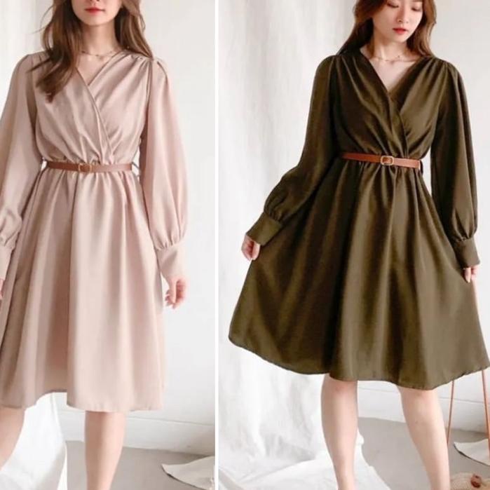 BestSeller Mila Dress + Free Ikat Pinggang Dress Wanita / Dress Natal / Baju Natal