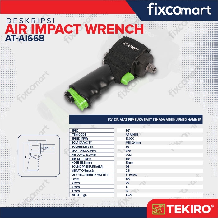 Tekiro Air Impact Wrench Jumbo Hammer