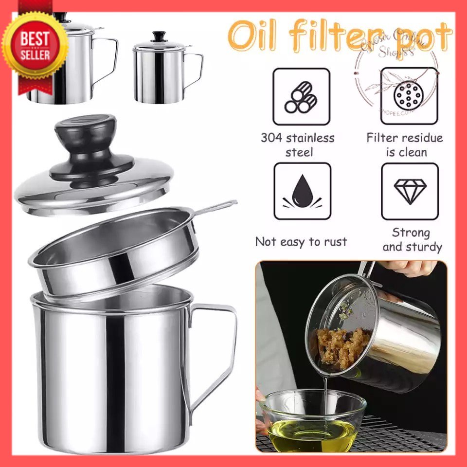 GOS A306 - OIL POT SARINGAN STAINLESS MINYAK GORENG SISA WADAH JELANTAH