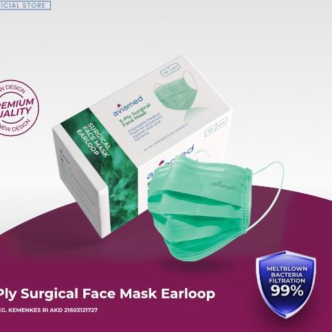 ⏎ AVIAMED Masker Medis 3ply Premium isi 50 Pcs Earloop 𝕮