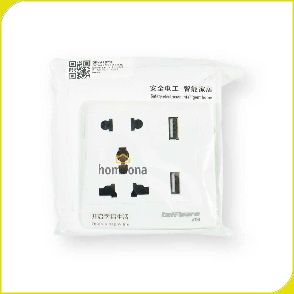 Taffware Stop Kontak Universal UK EU US &amp; 2 USB Port - ATH1