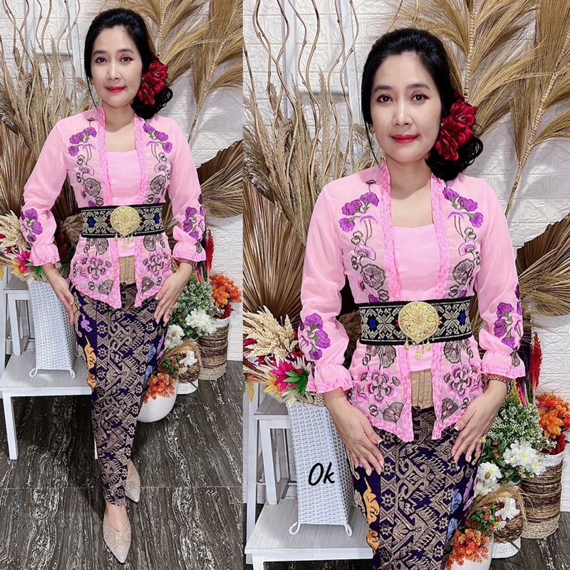 kebaya jadi bordir motif daun waru