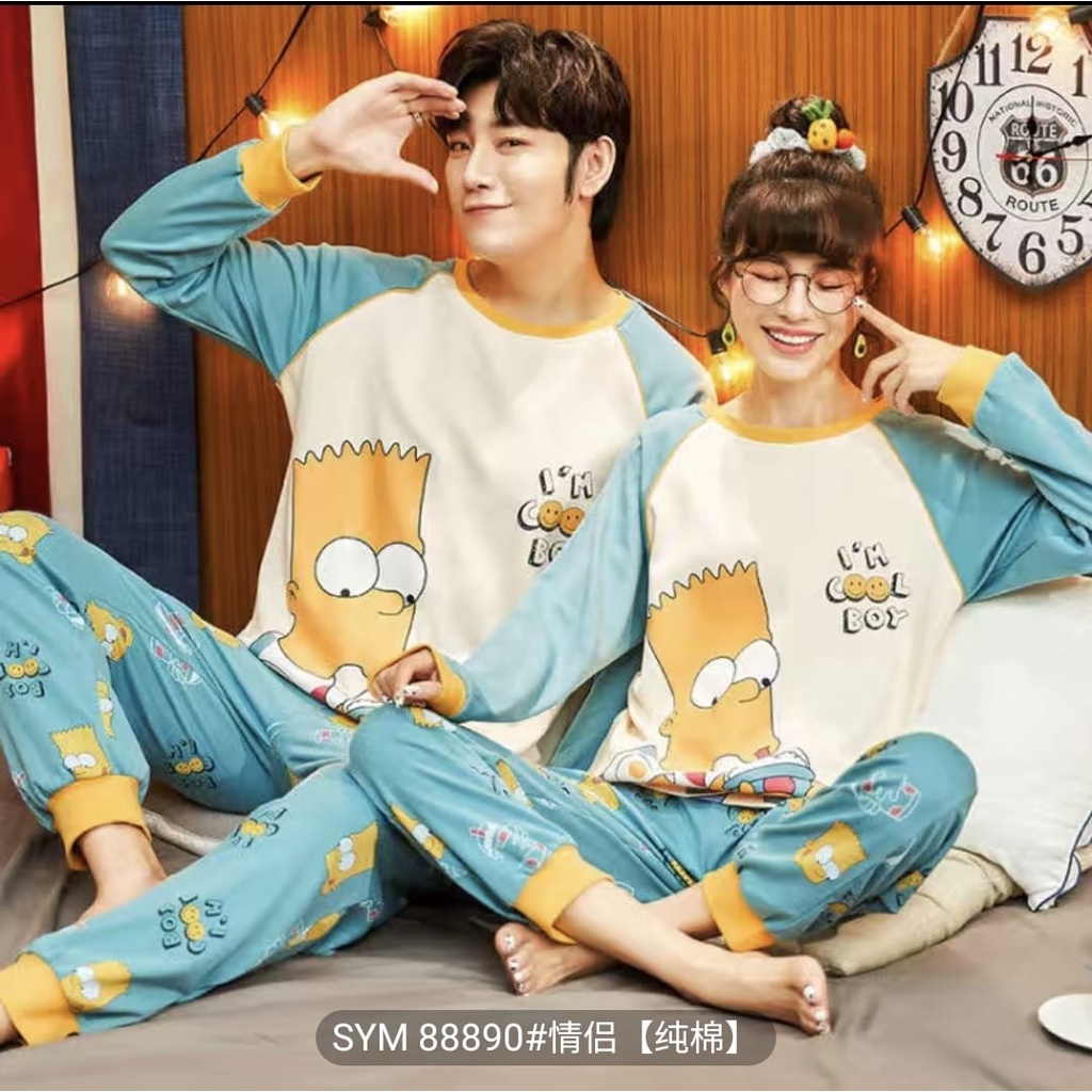 baju tidur piyama kaos tebal couple bahan adem dan halus