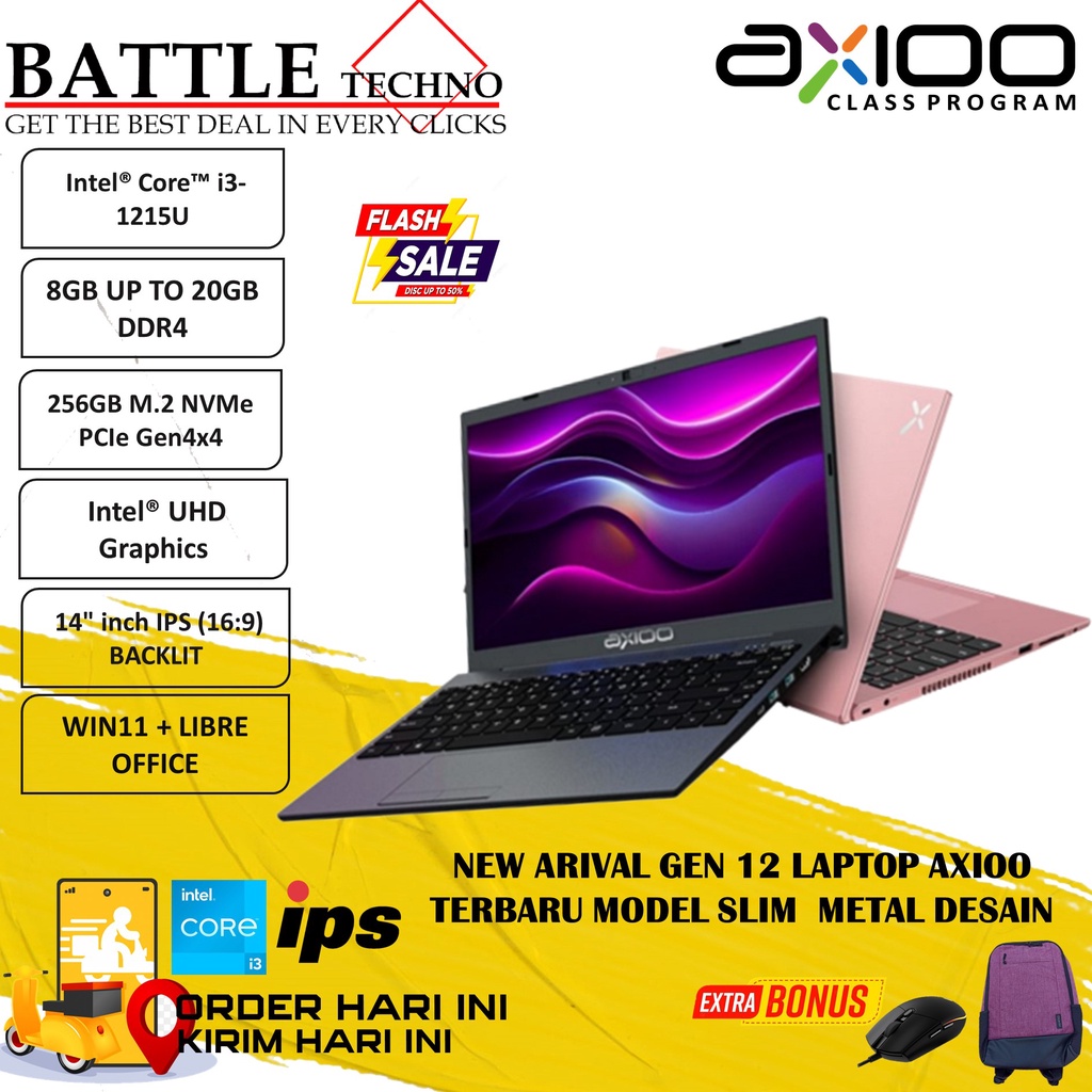 LAPTOP DESAIN TERBARU AXIOO MYBOOK Z6 METAL INTEL I3 1215U 20GB 256GB 14 FHD IPS BACKLIT WIN11 + LIBRE OFFICE