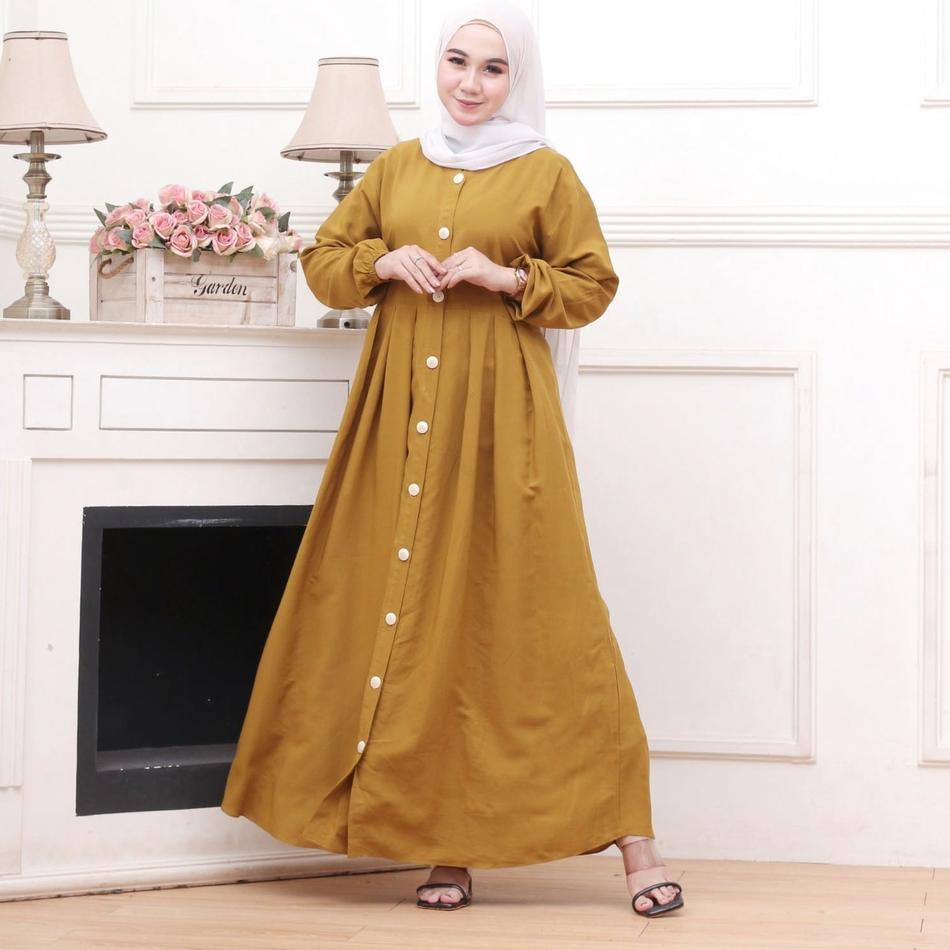 Flash Sale BAJU GAMIS RAYON POLOS MODEL KEKINIAN FULL KANCING ~