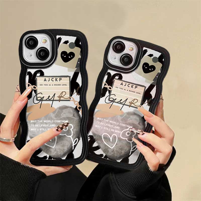 New Case Realme 10 C33 C30 C31 C35 C21Y C25Y Realme C11 C25 C17 C15 C12 C3 C2 Realme 7i 5 5i 6i 7 Pro Doodle Hati Tepi Gelombang TPU Phone Case Cover DQ