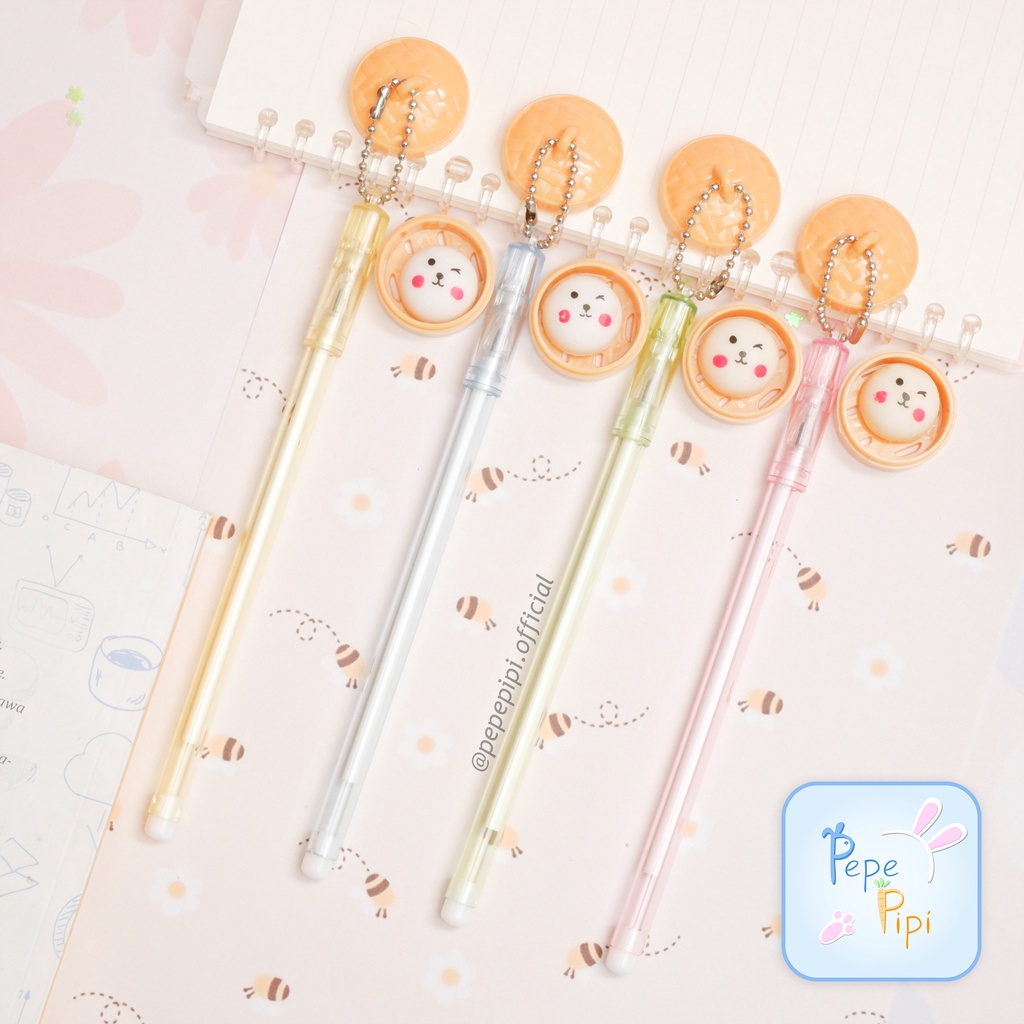 Pena Gel Gantungan Dimsum Bapao Smile Pen Bolpen Pulpen Bolpoin Karakter