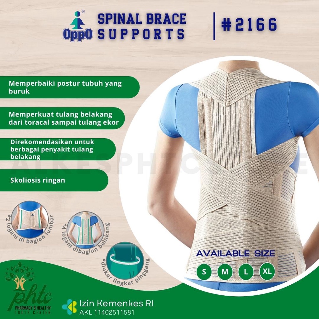 OPPO 2166 Korset Spinal Brace Elastic l Untuk Skoliosis RIngan l Korset Oppo Dengan 2 Logam Penyangga Belakang