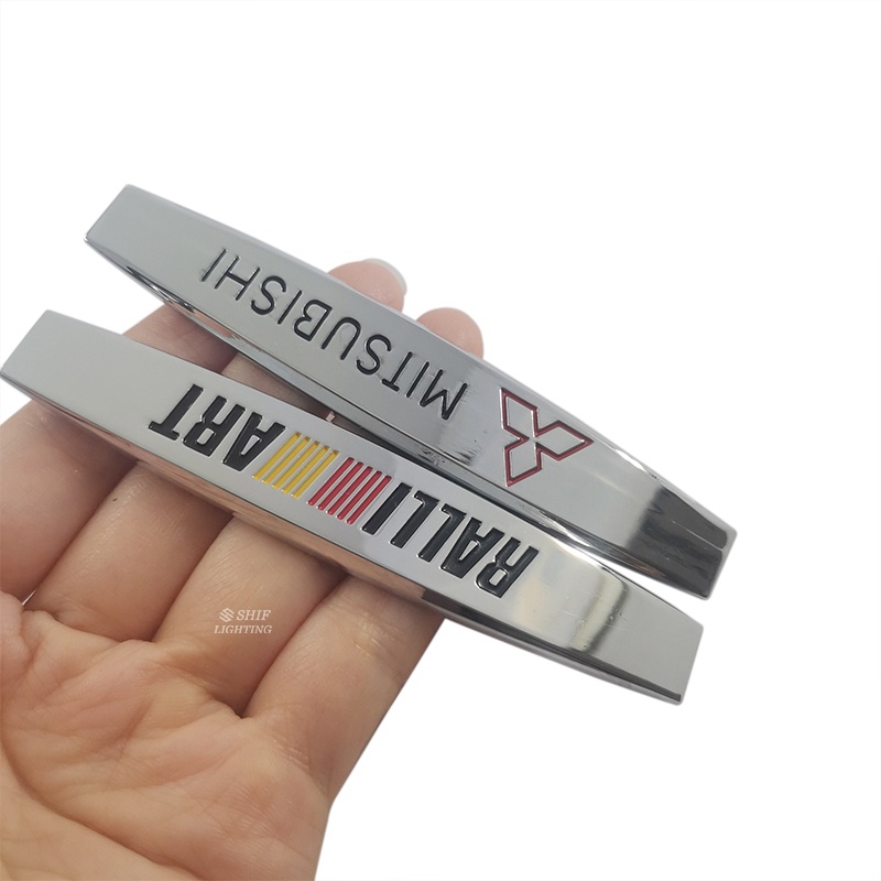 2x Metal RALLIART Mitsubishi Logo Mobil Auto Decorative Emblem Sticker Badge Decal Untuk Mitsubishi RALLIART