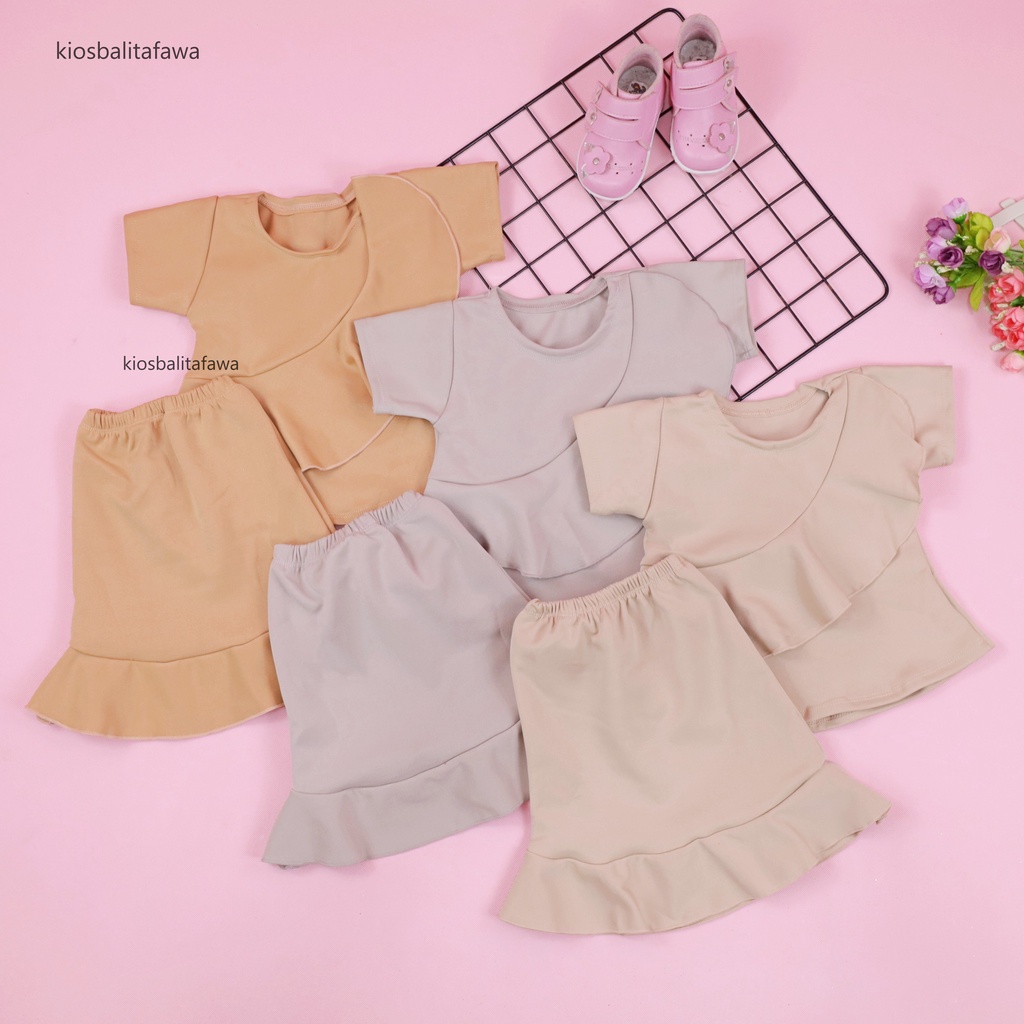 [POLOS] Setelan Lolly Anak uk 1-2 Tahun / Set Atasan Bawahan Rok Kulot Perempuan Baju Cewek Import