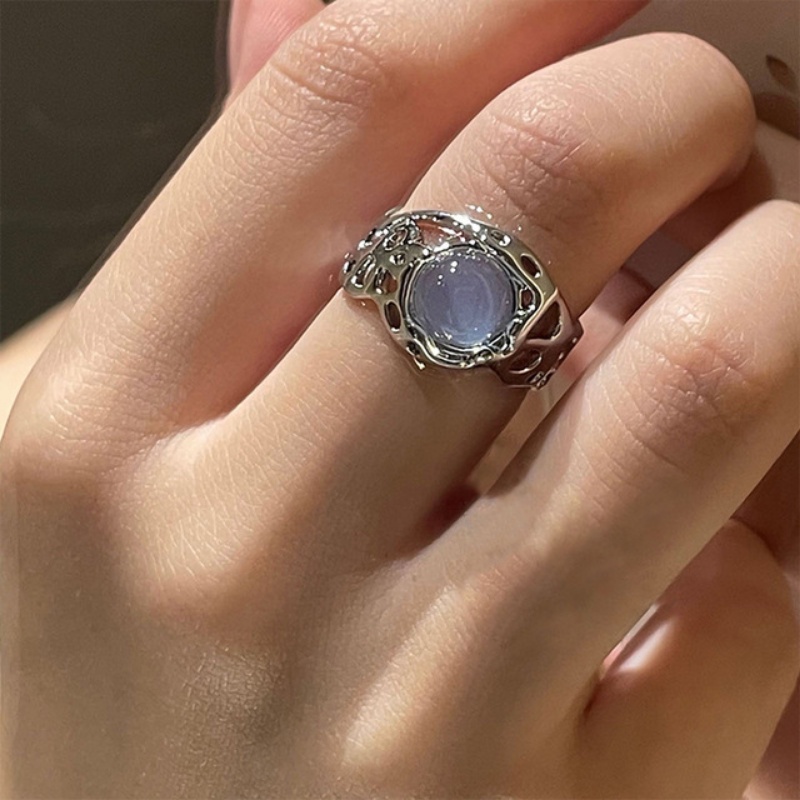 Korea Vintage Tidak Teratur Cincin Perak Ins Fashion Pembukaan Yang Dapat Disesuaikan Cincin Wanita