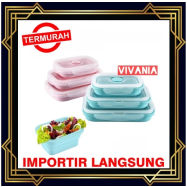 Silicone Lunch Box  Set 3 In 1 Kotak Makan Lipat Silikon Foldable