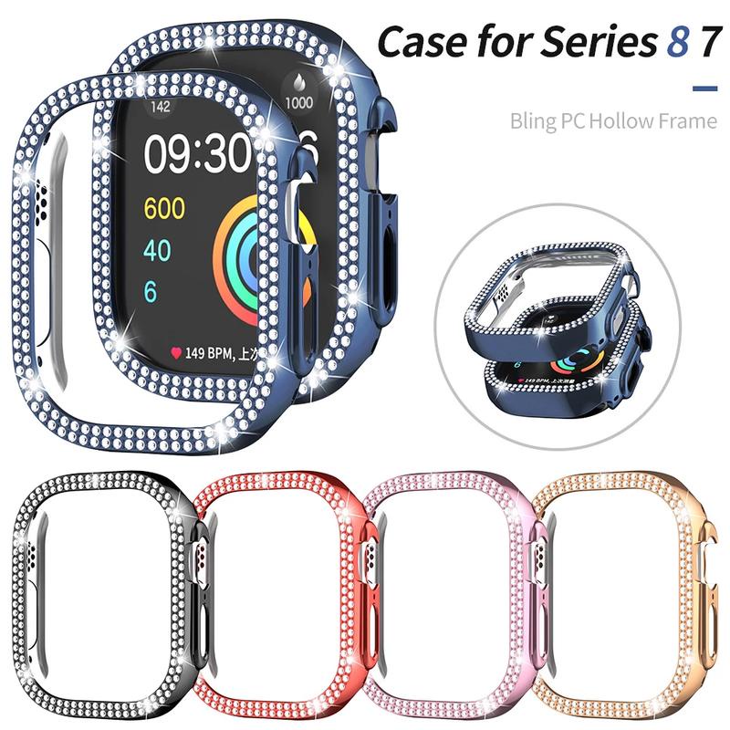 Casing glitter Berlian Baru Untuk Apple Watch Ultra Series8 7 6 5 4 3 2 1 SE SE2 Mewah Pelindung Cover smart band Untuk iWatch 49mm 45mm 41mm 44mm 42mm 40mm 38mm