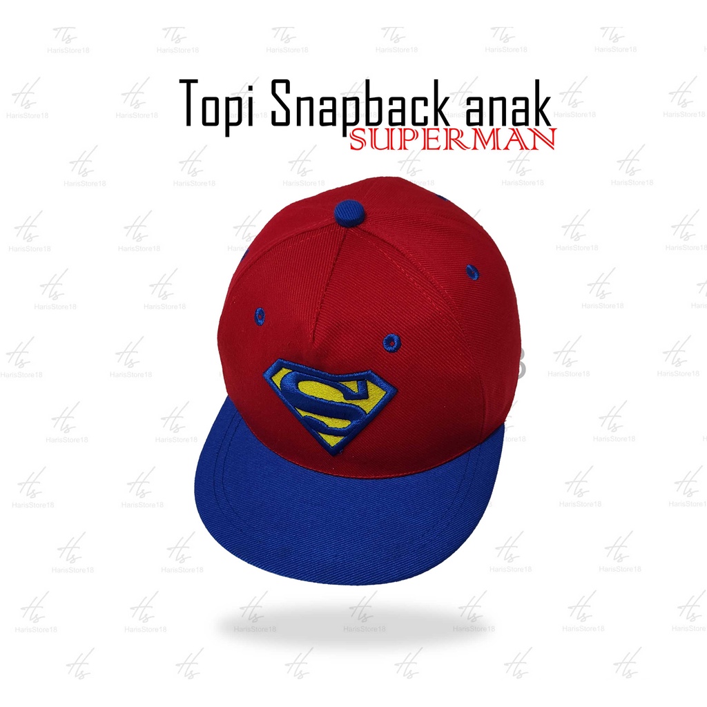 Topi Snapback Anak Motif Superman / Topi Superman / Topi Anak Bordir Superman