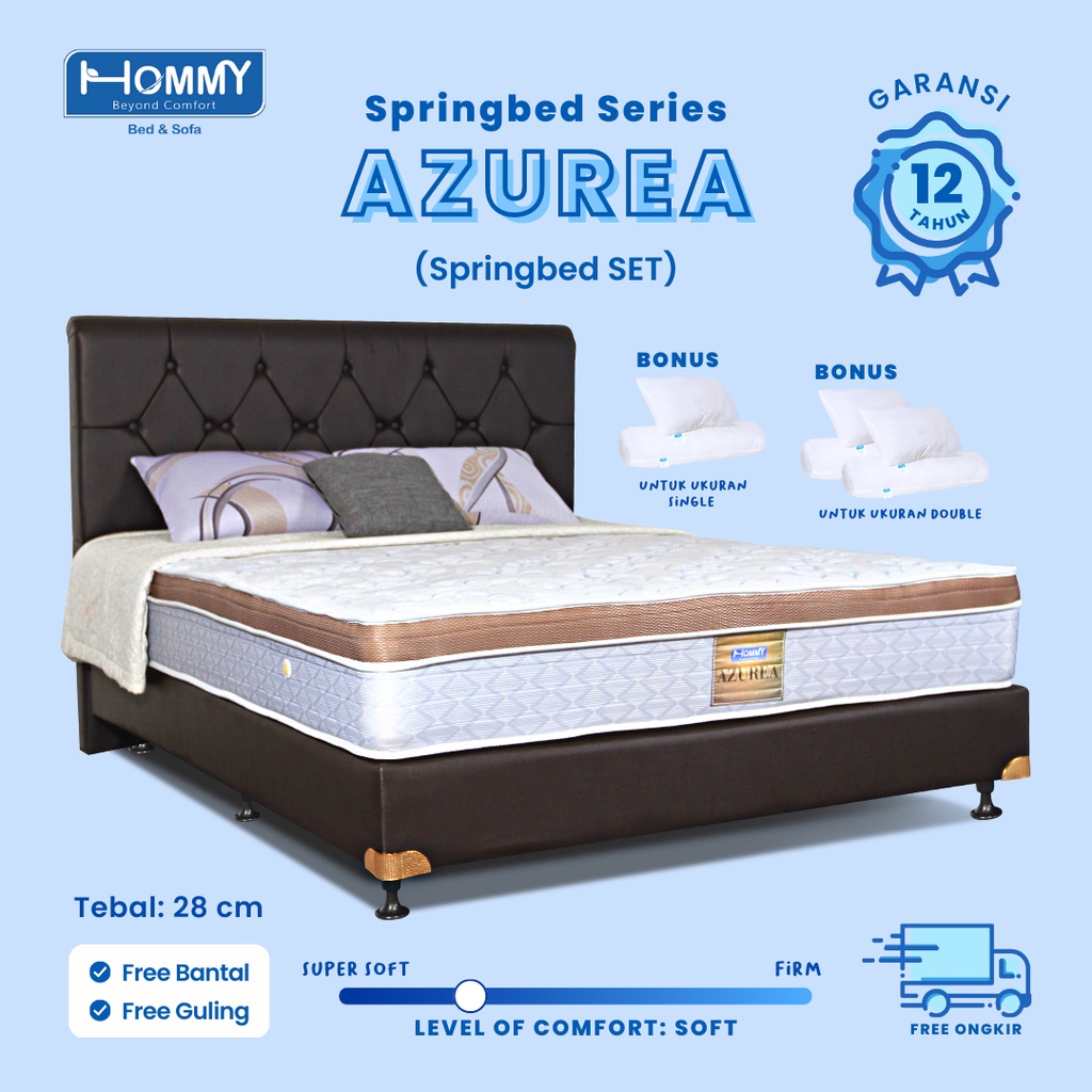 Kasur HOMMY SET Spring Bed Type AZUREA [Spring Bed+Divan+Headboard]
