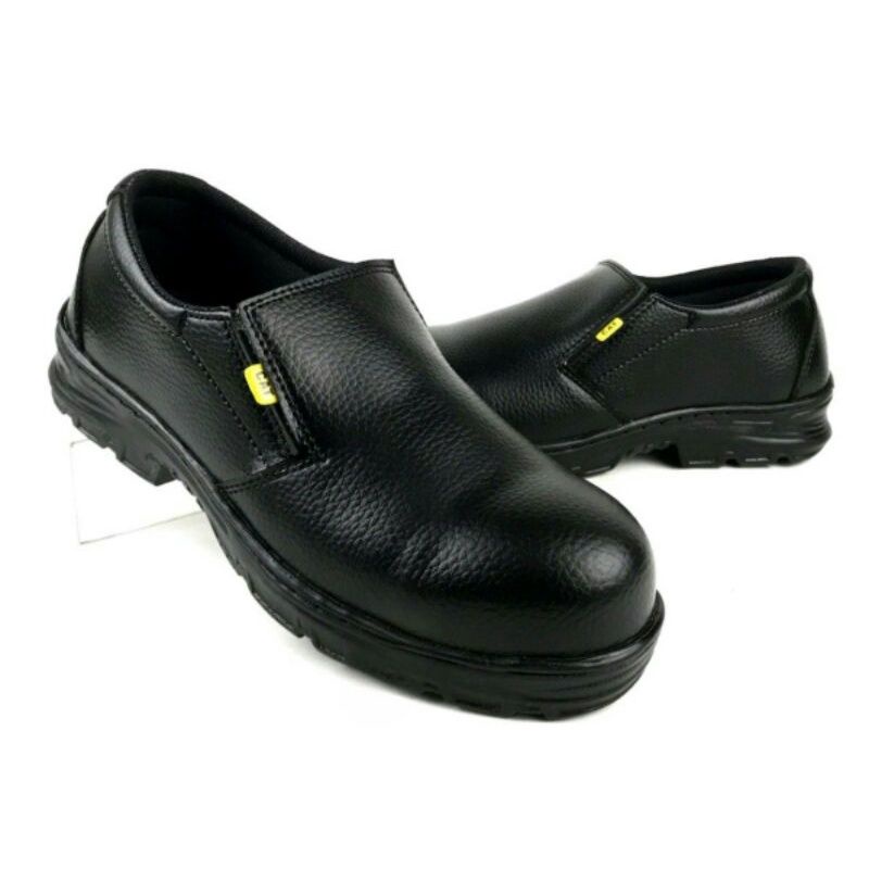 Sepatu Safety pria Ujung Besi Tanpa tali Safety slip on termurah