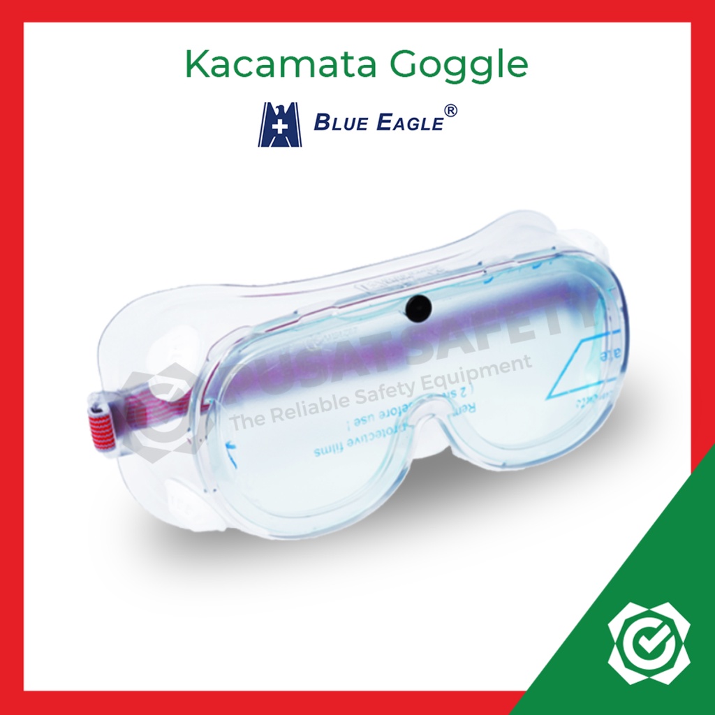 Kacamata Safety Chemical Goggle NP 104 Clear Lens Blue Eagle Original
