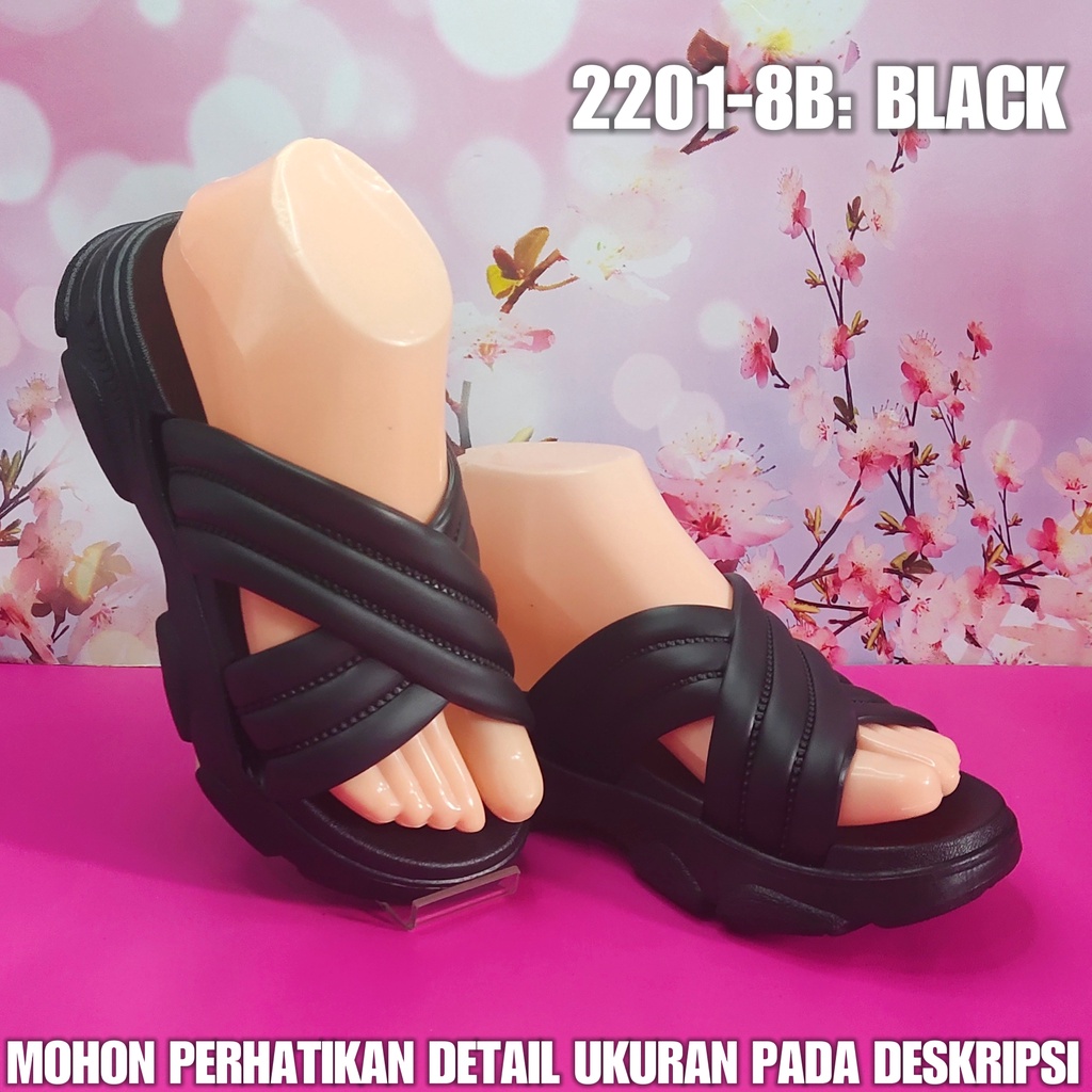 Sendal Import Remaja Korea Wedges 2201 K6B Sol karet jelly SDLWW