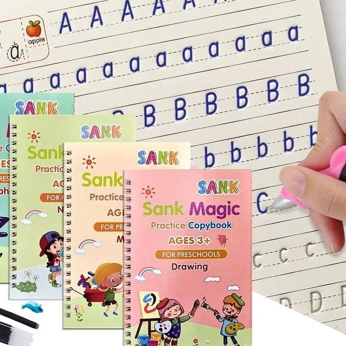 

GH2✧ BUKU BELAJAR MENULIS ANAK SANK MAGIC SATU SET ISI 4 BUKU + PULPEN PRACTICE BOOK WHITE_CELL Bagus Dipakai